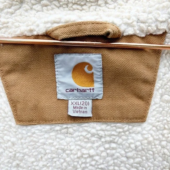 Carhartt Weathered‎ Wildwood Jacket Tan Size XXL Hooded Sherpa Lined - Picture 4 of 17